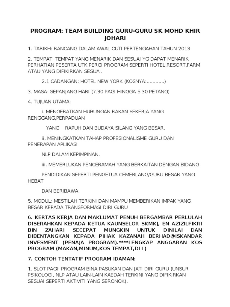 Program Team Building Guru2 2013 | PDF | Bisnis