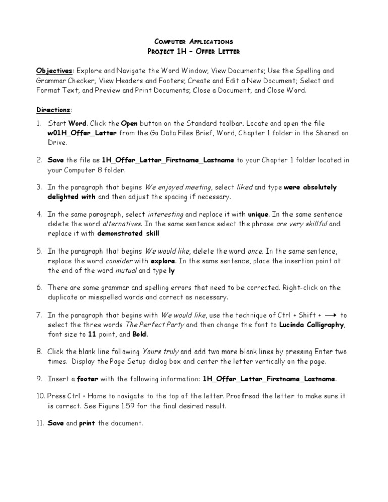 1H Offer Letter Directions | PDF | Career & Growth