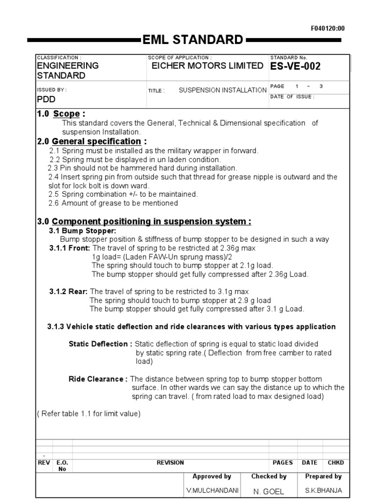 Standard For Suspension Installation PDF Suspension (Vehicle