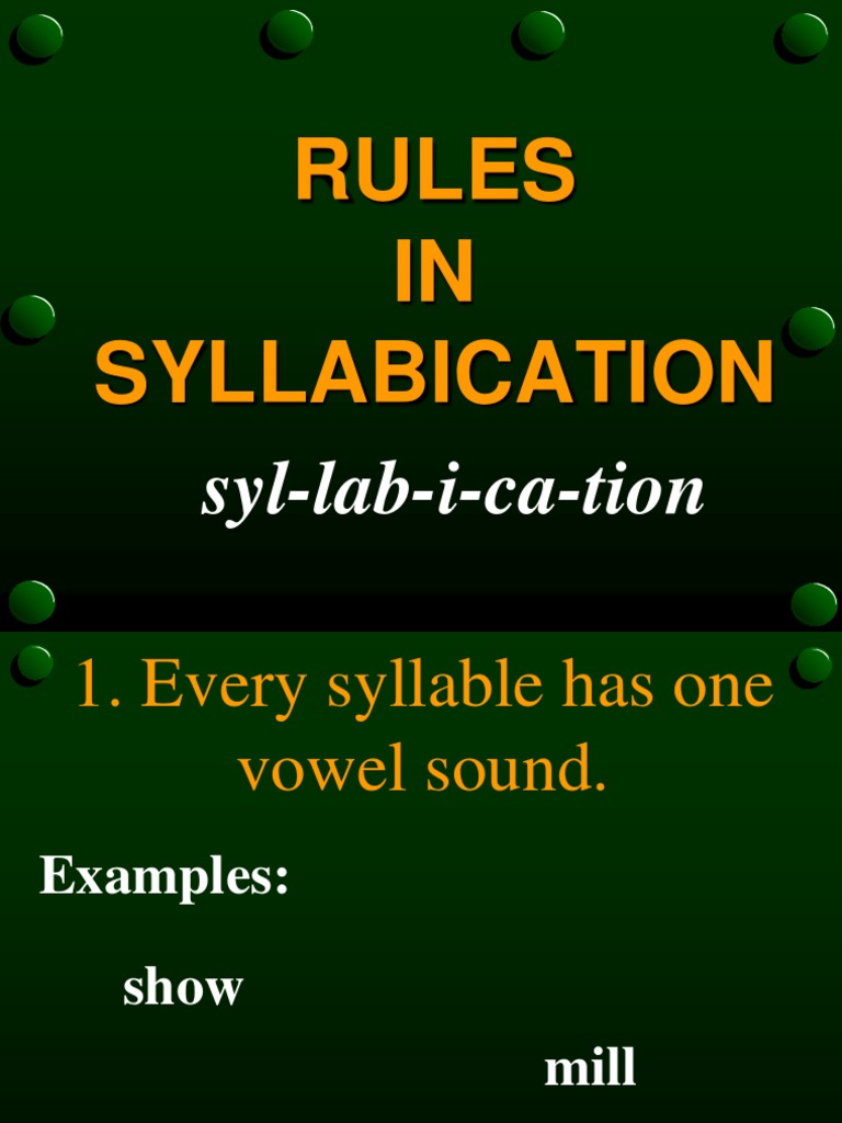 Syllabication Rules Explained | PDF