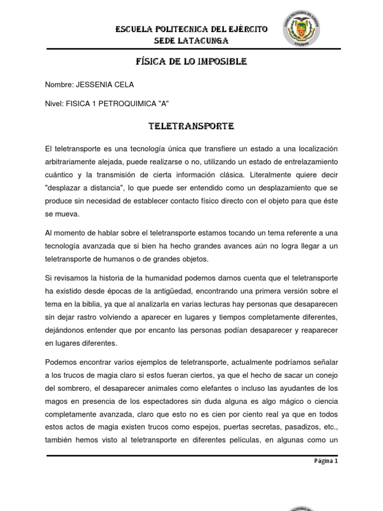 Tele Transport e | PDF | Mecánica cuántica | Teletransportación
