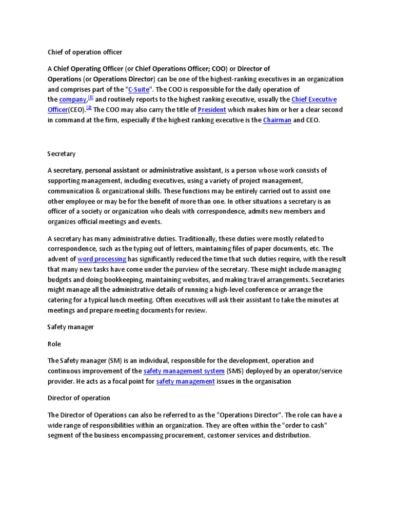 Understanding the COO Role | PDF | Career & Growth