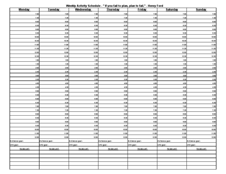 Weekly Activity Schedule Template | PDF | Foreign Language Studies