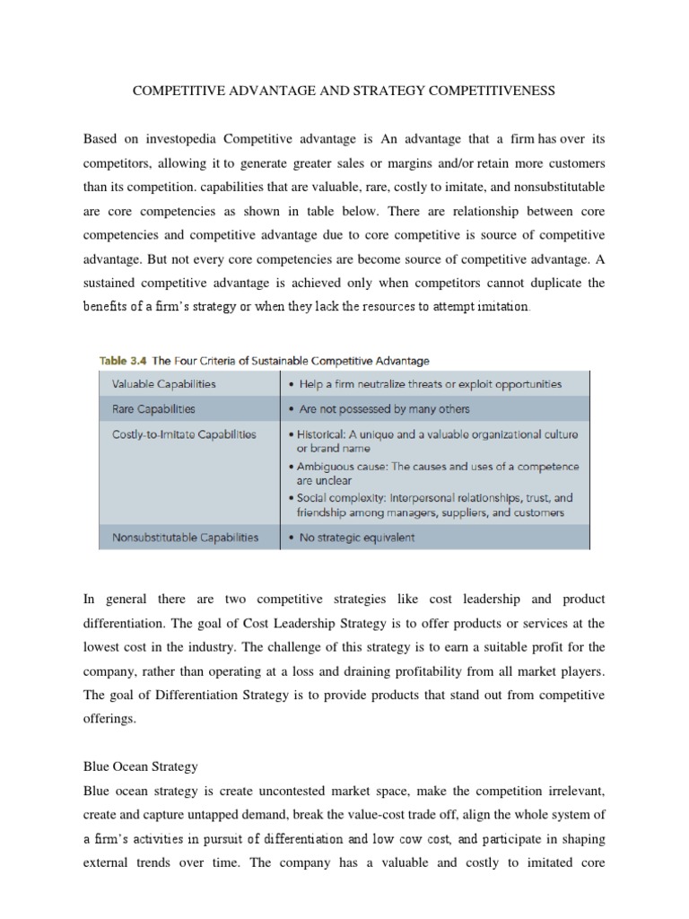 Nonsubstitutable Competitive Advantage Strategies | PDF