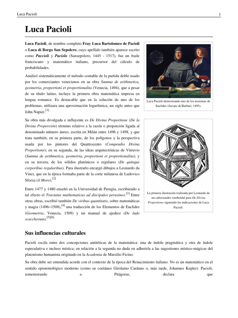 Luca Pacioli | Matemáticas | Ciencia