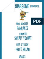 Henry Hugglemonster Breakfast Menu