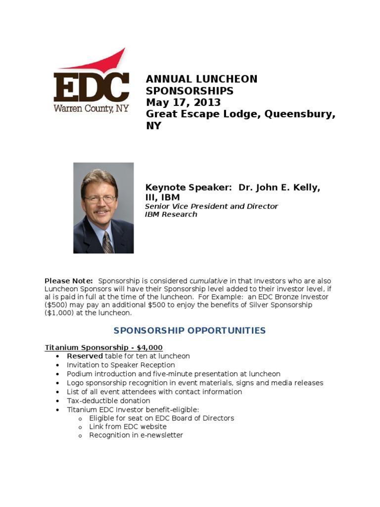 Annual Luncheon Sponsorship Details | PDF | Business