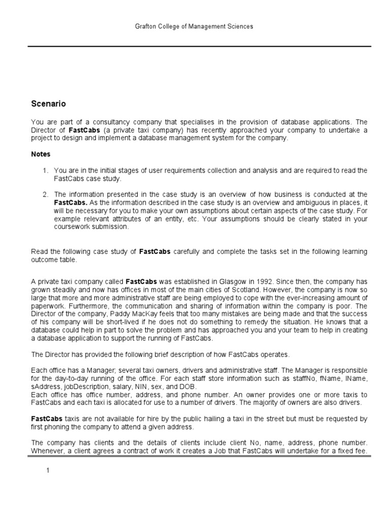 Project Brief Database Design | PDF | Taxicab | Databases