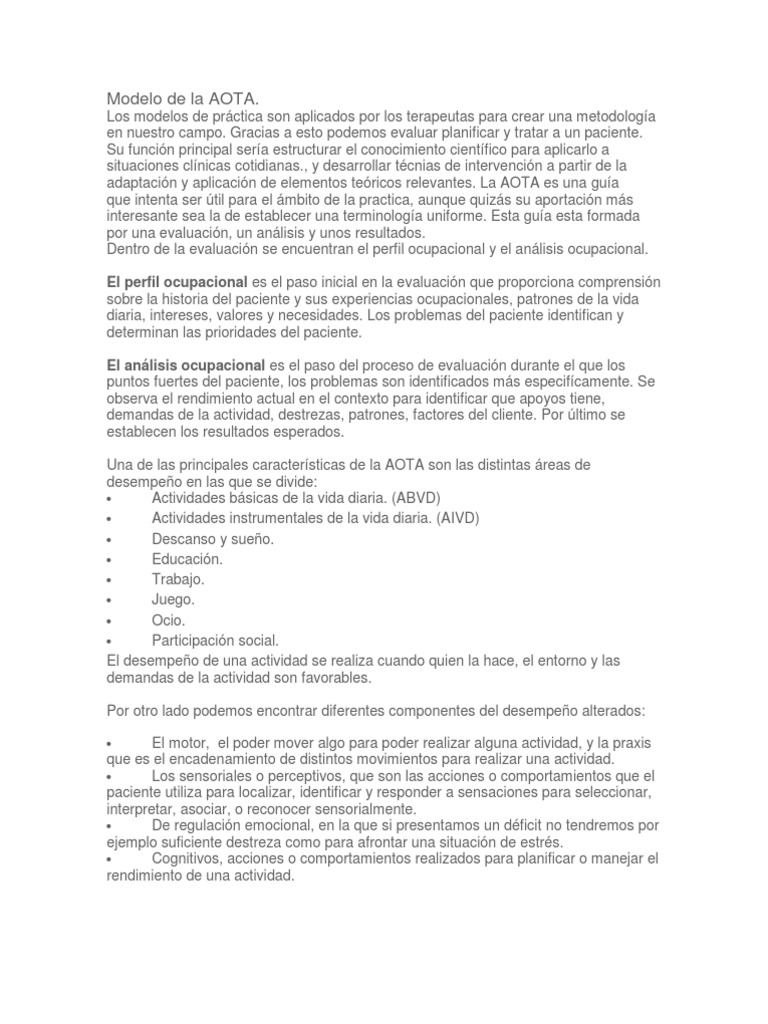 Modelo de La AOTA | PDF | Evaluación | Vida