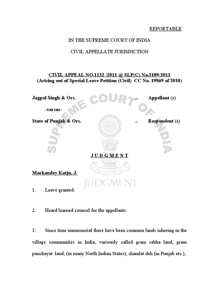 Supreme Court Ruling on Gauchar Land | PDF | Appeal | Tamil Nadu