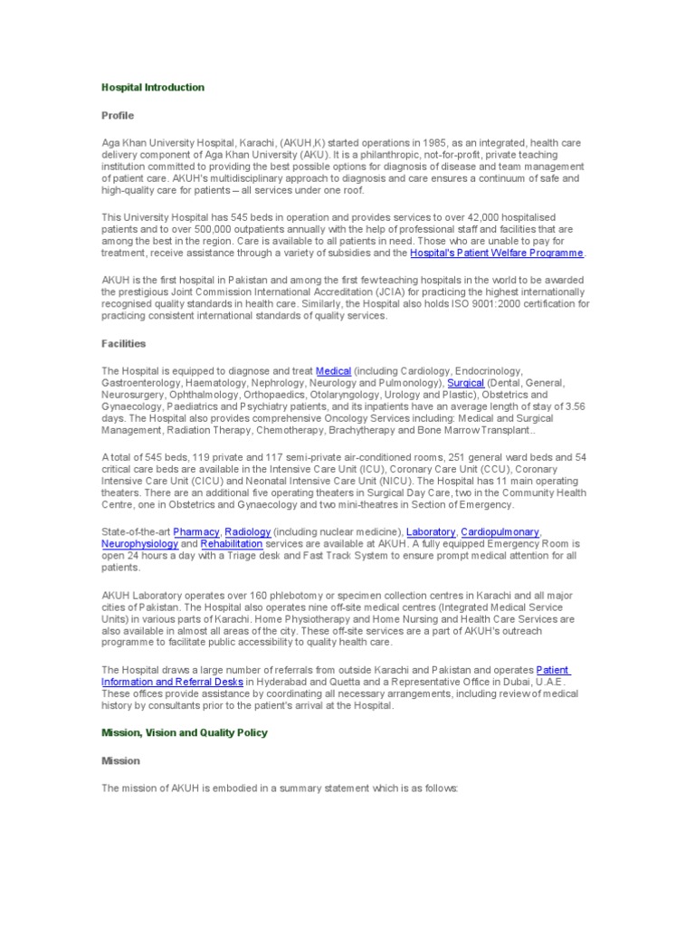 Hospital Introduction | Download Free PDF | Health Care | Hospital