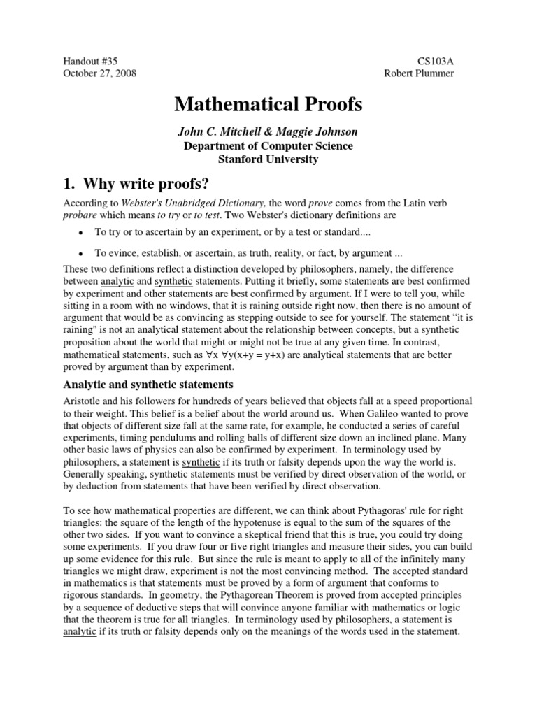 Understanding Mathematical Proofs | PDF | Mathematical Proof | Teaching ...