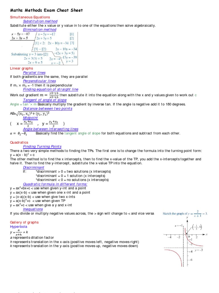 1284Methods Exam Cheat Sheet-2 | Line (Geometry) | Equations