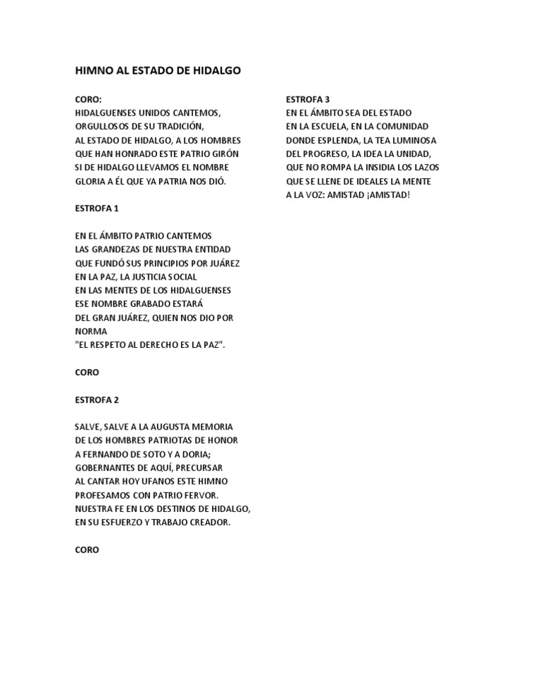 Himno Al Estado de Hidalgo | PDF