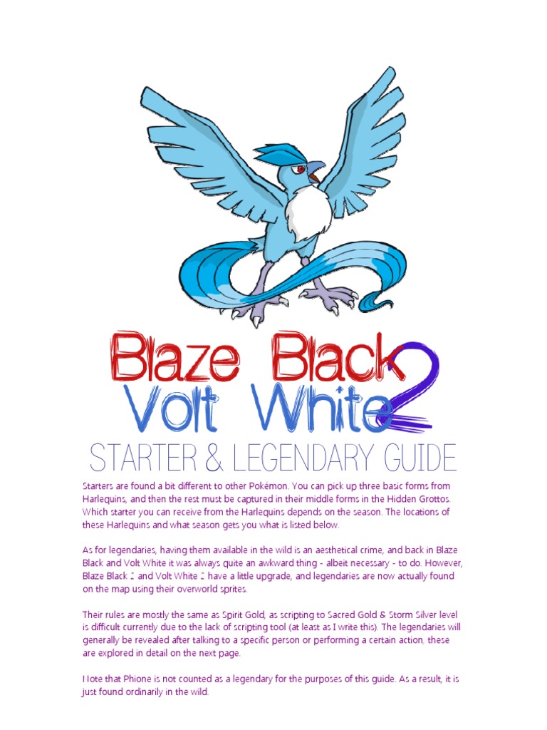 Pokemon Volt White 2 Starter & Legendary Guide Nintendo Franchises