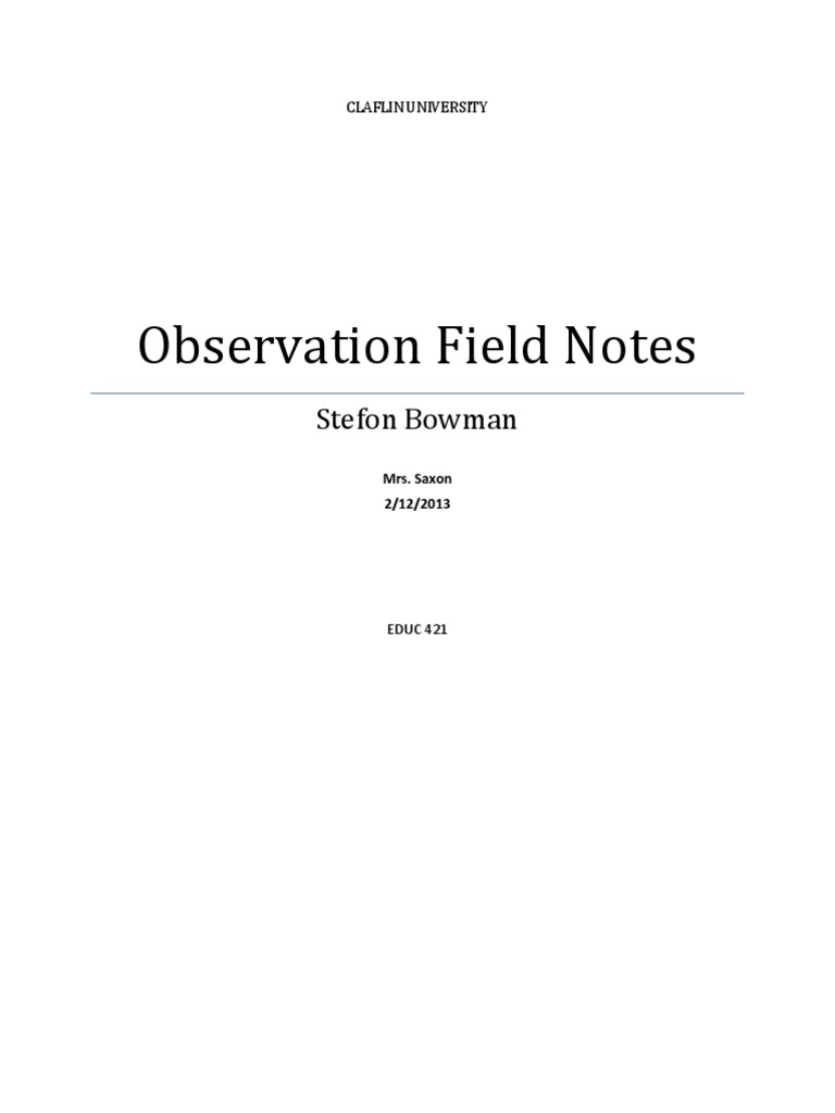 Observation Field Notes | Psychological Concepts | Psychology ...