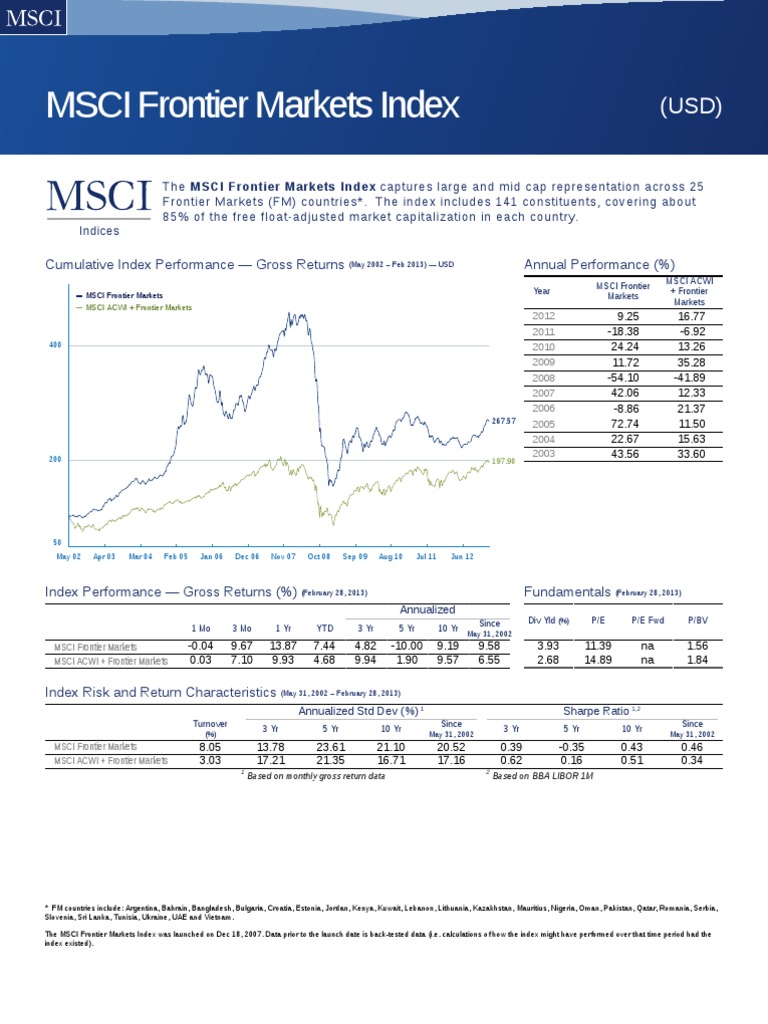 Session 5 MSCI Frontier Markets Index | Analytics | Hedge Fund