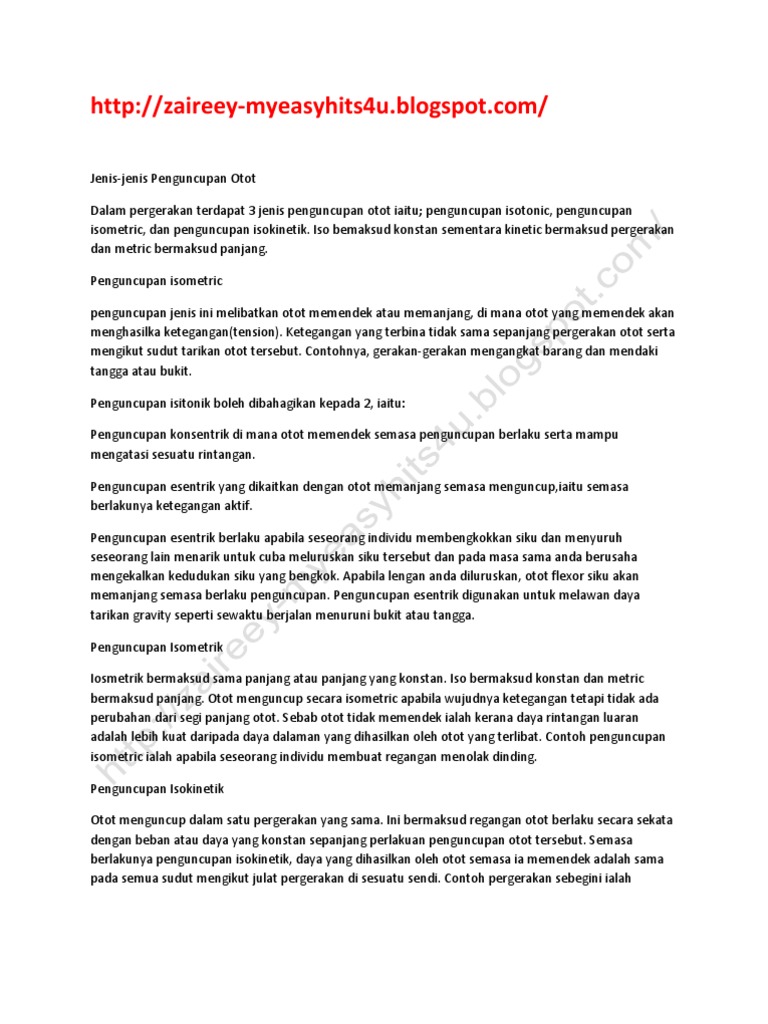 Jenis Jenis Penguncupan Otot Pdf
