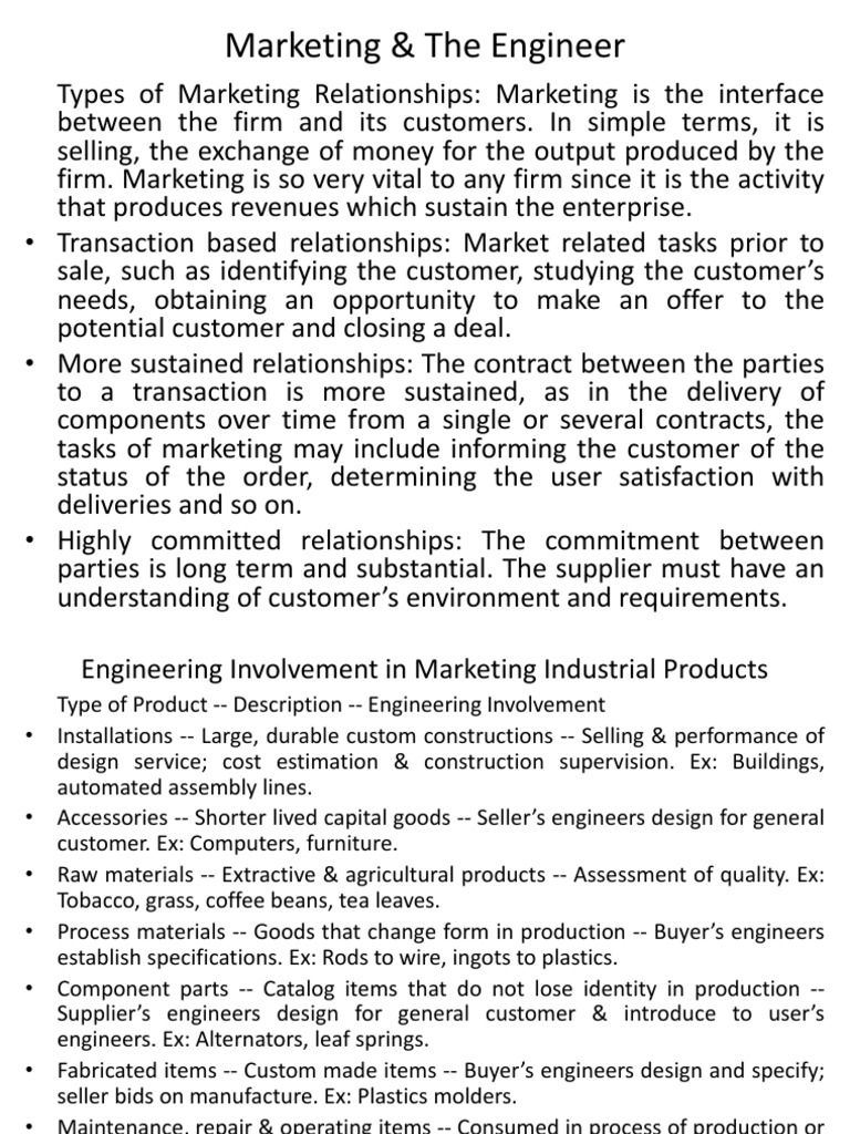 07 Engineers in Marketing & Service Activities | PDF | Sales ...