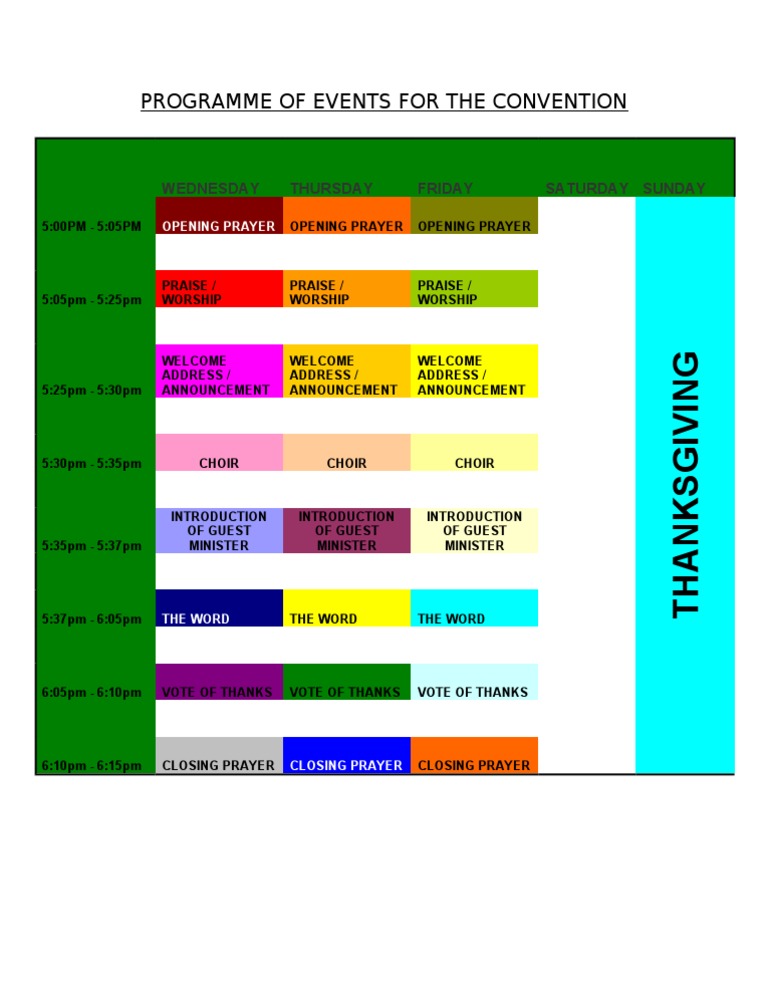 Convention Event Schedule | PDF