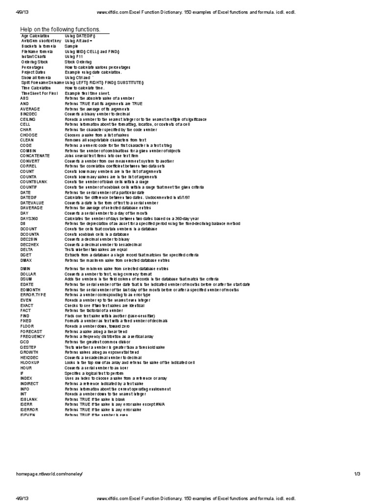 Excel Function PDF | PDF