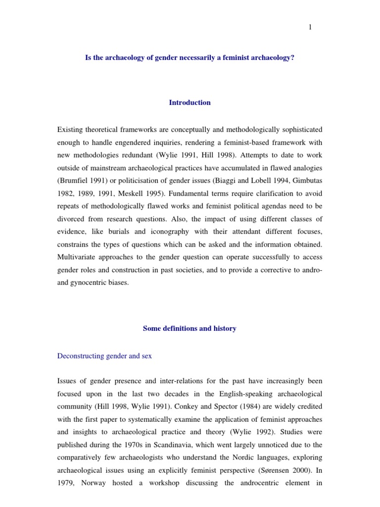Gender Based Archaeology PDF Gender Gender Studies