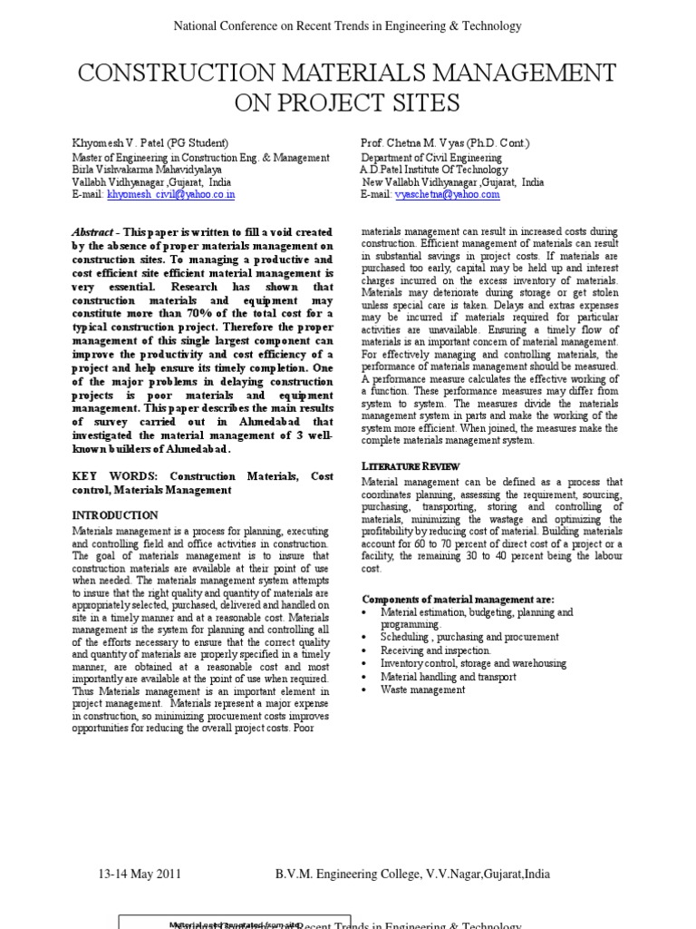 Effective Construction Material Management | PDF