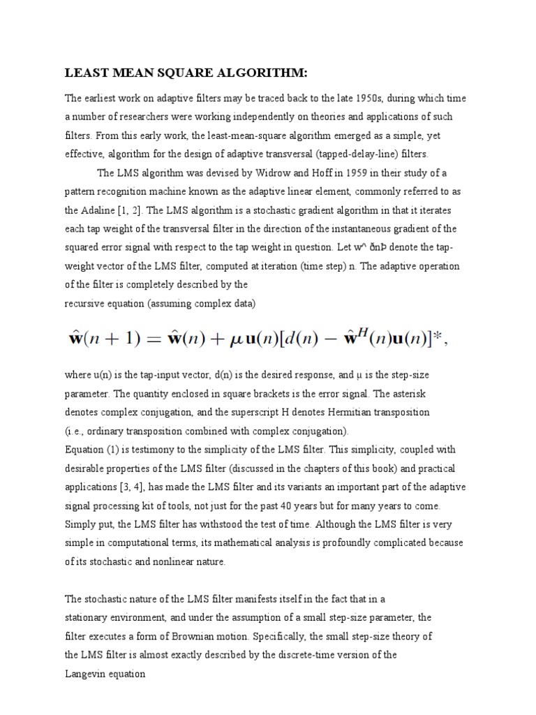 Exploring the Fundamentals and Implementation of the Least Mean Square ...