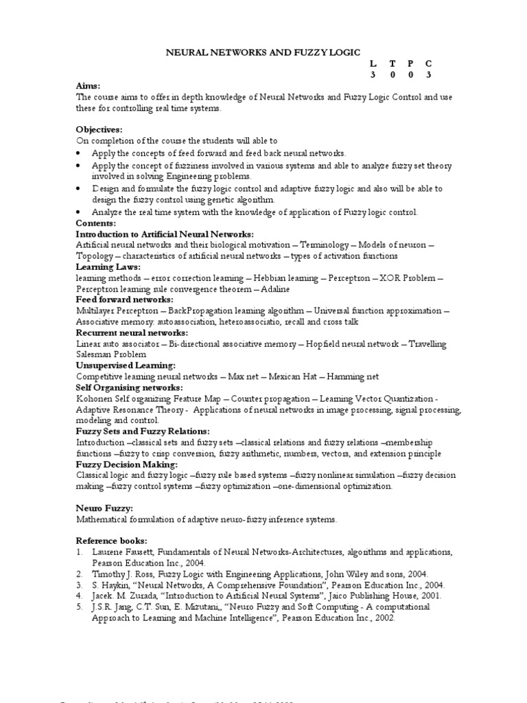 Neural Networks and Fuzzy Logic Course | PDF | Artificial Neural ...