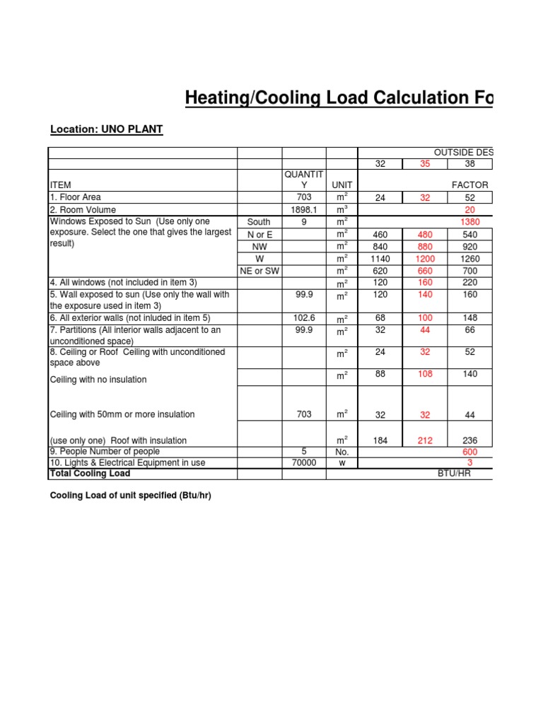 Air Conditioning Cooling Load Calculations PDF Air Conditioning Building Insulation