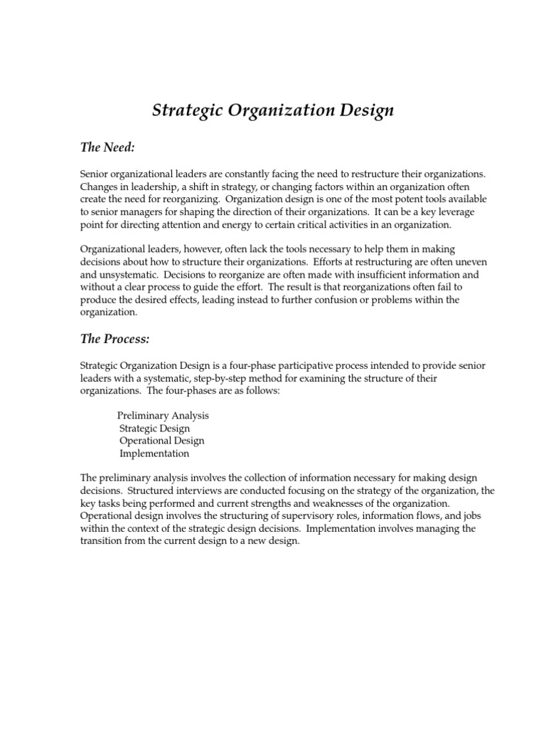 Strategic Organization Design Process | PDF | Strategic Management ...