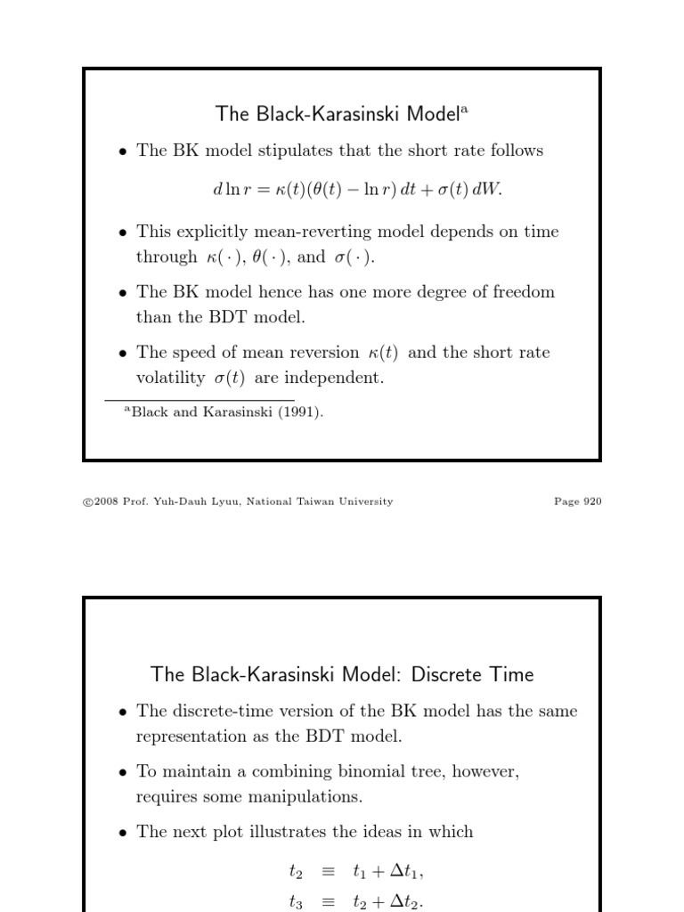 The Black Karasinski Model Discrete Time Implementation Pdf