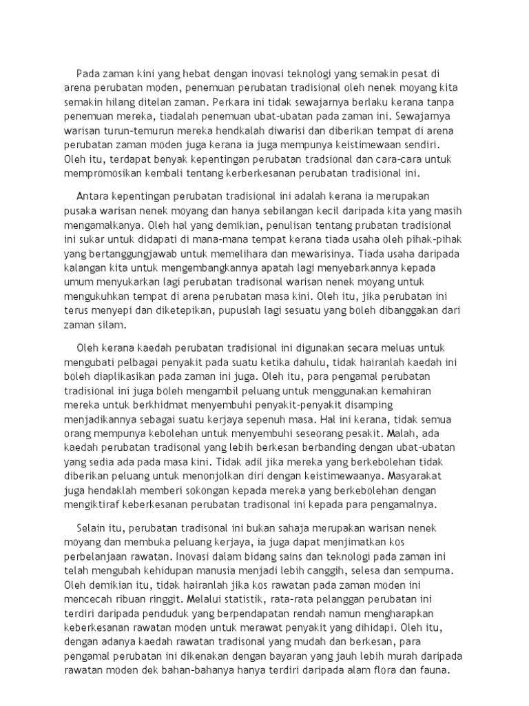 KEPENTINGAN PERUBATAN TRADISIONAL