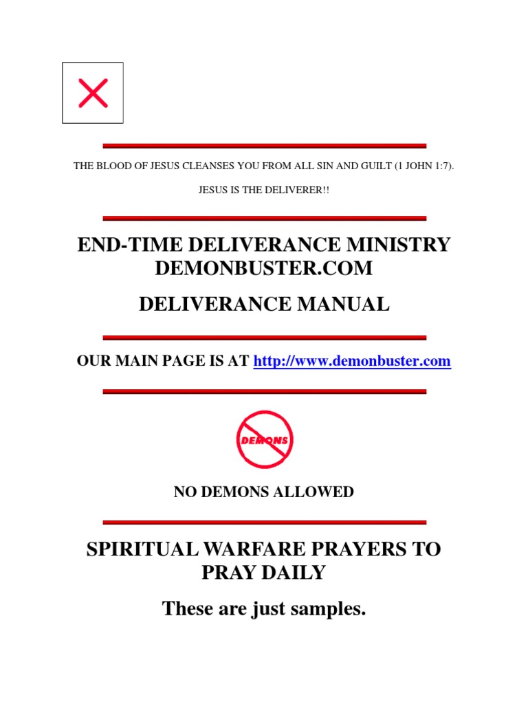 Spiritual Warfare Prayers for Deliverance | PDF | Demons | Confession ...