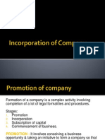 Incorporation of Compony