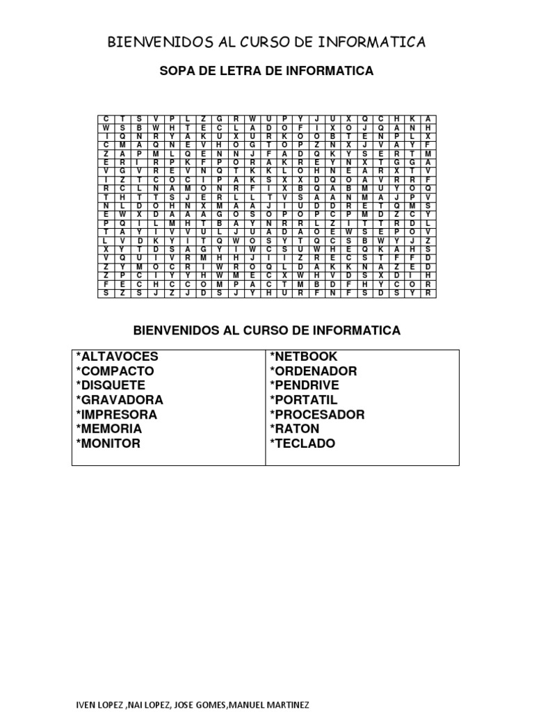 Sopa de Letra de Informatica | PDF