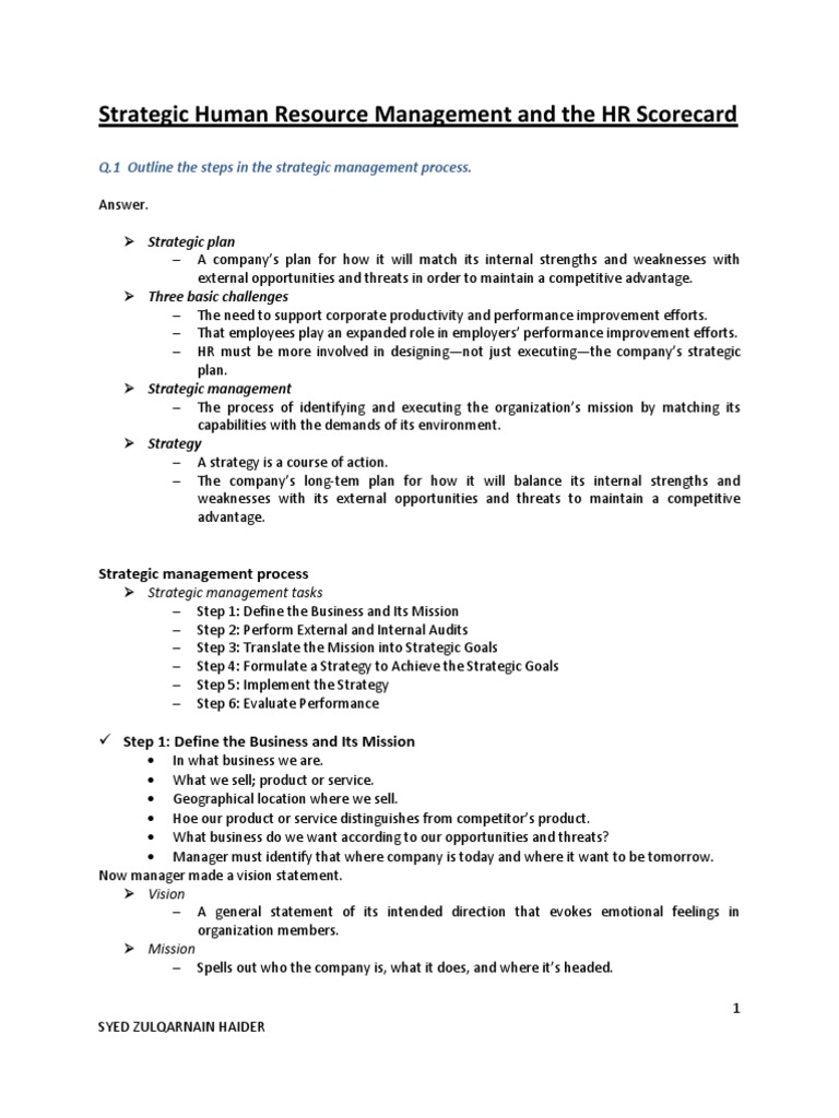 HR Scorecard Steps for Strategic Management | PDF | Strategic ...