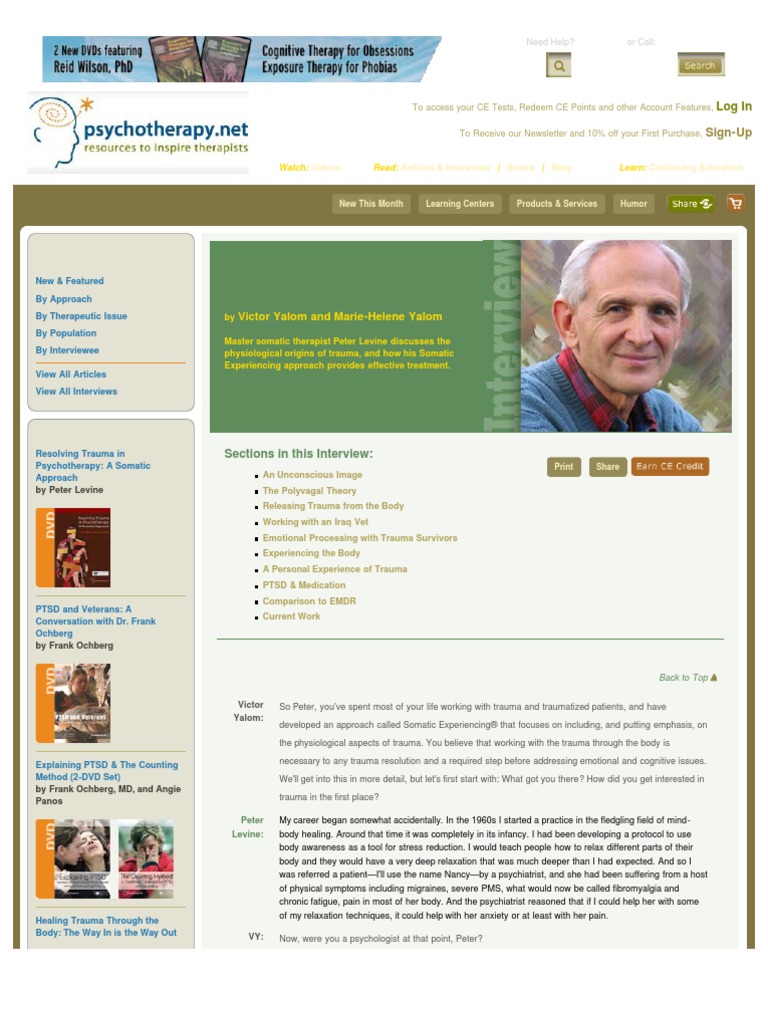 Peter Levine On Somatic Experiencing | PDF