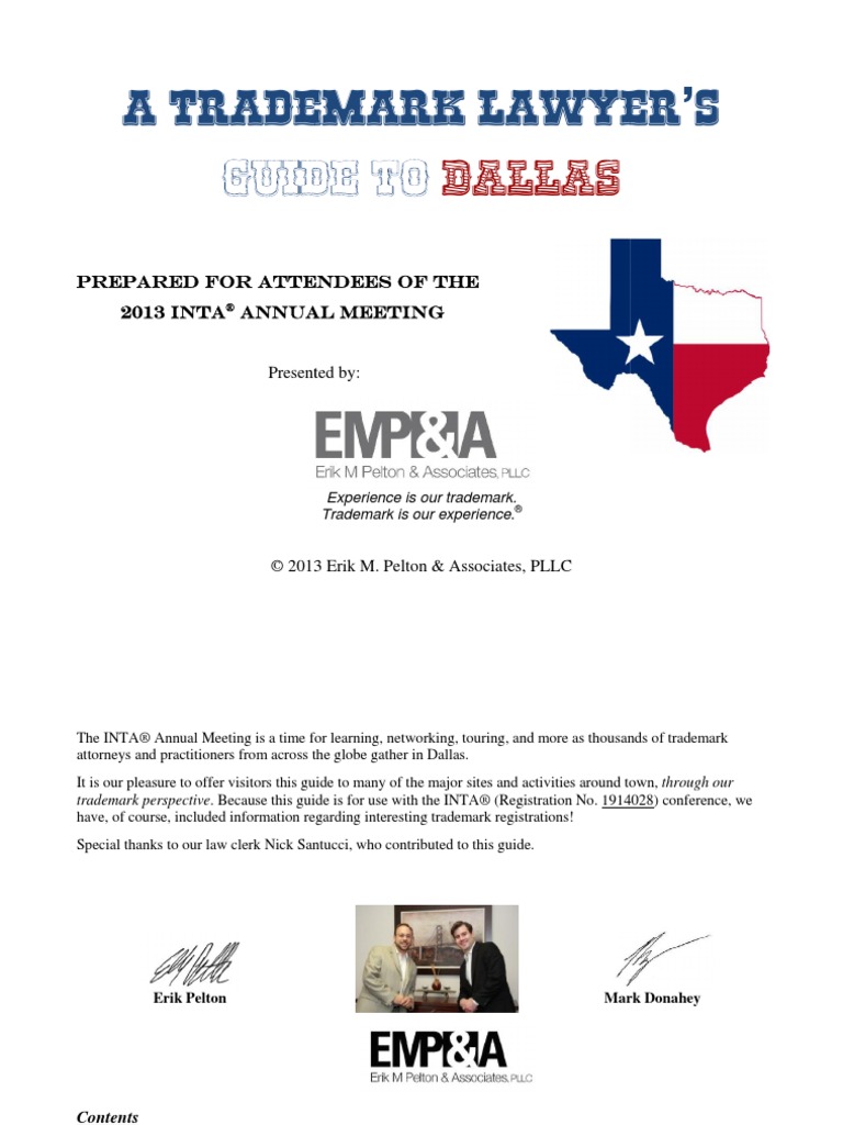 Trademark Lawyer's Guide to Dallas INTA 2013 Dallas Texas
