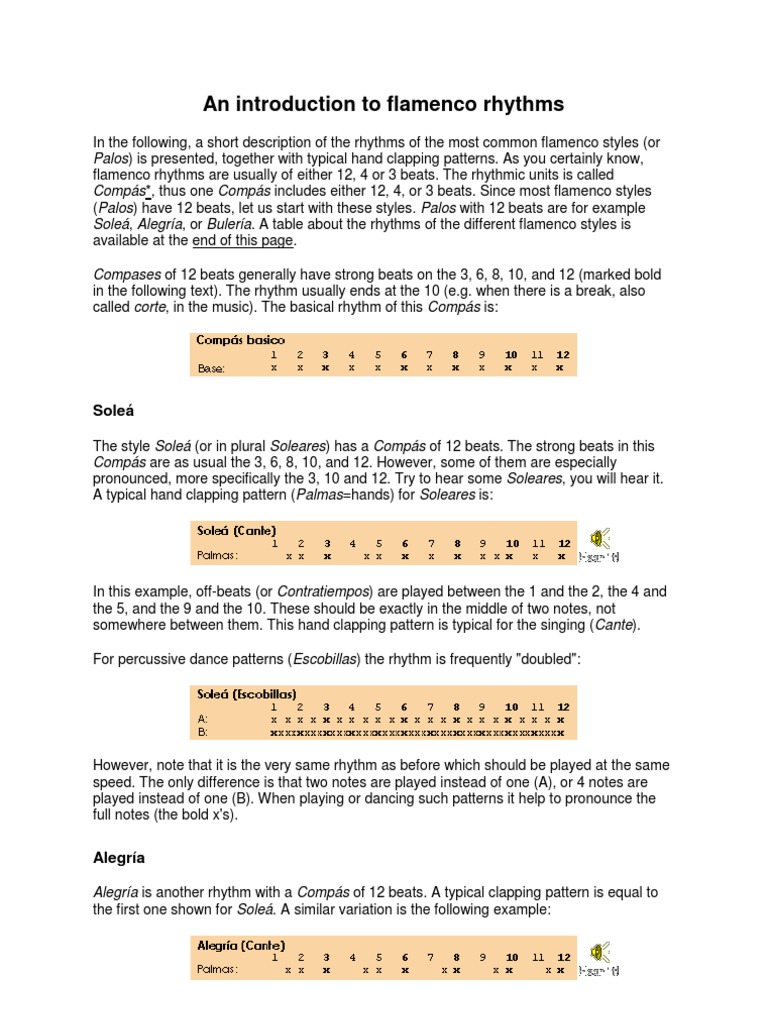 An Introduction To Flamenco Rhythms | PDF | Spanish Folk Music ...