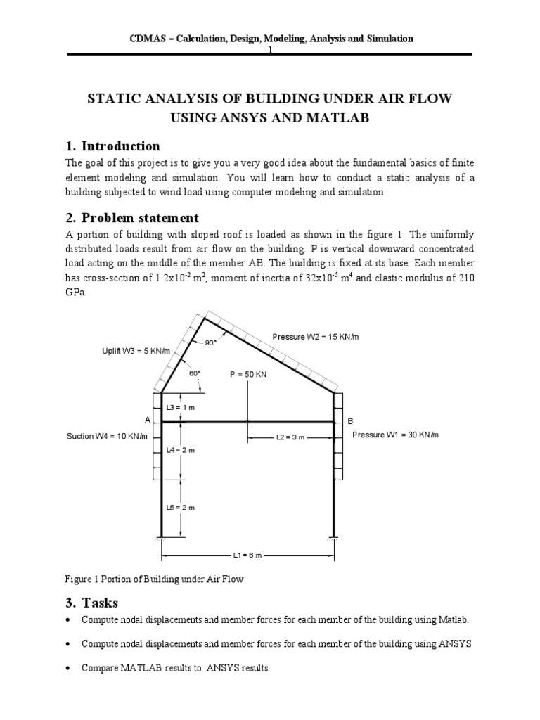 Static Analysis of Building Under Air Flow Using Ansys and Matlab | PDF