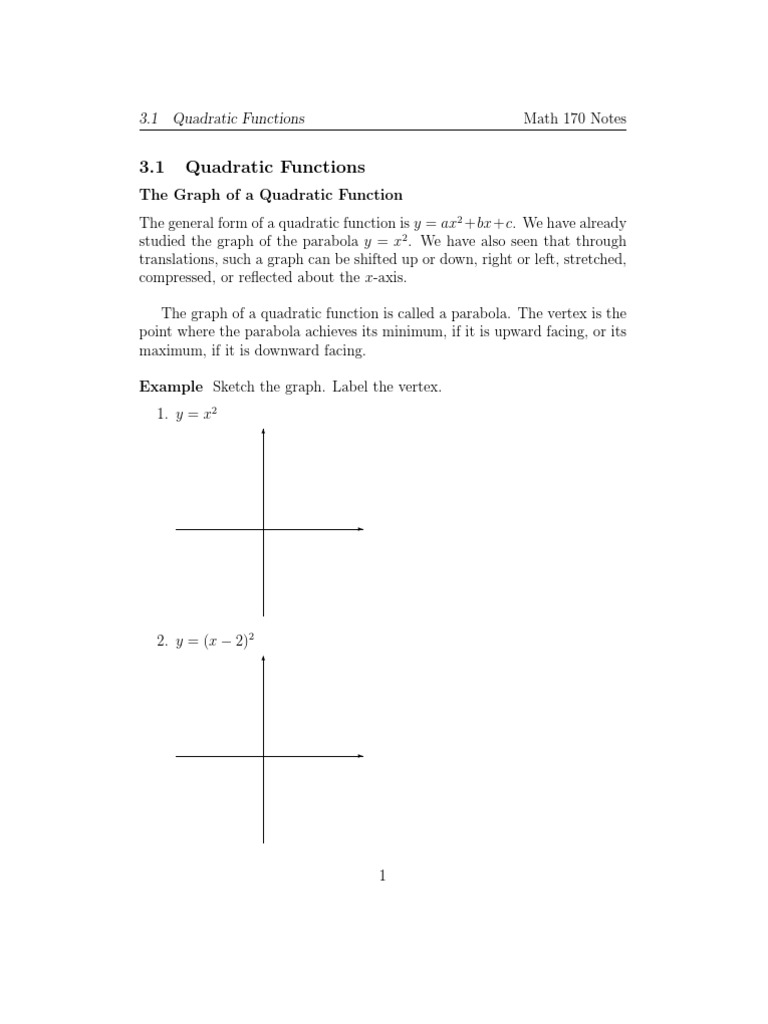 Quadratic Functions Quadratic Equation Analysis