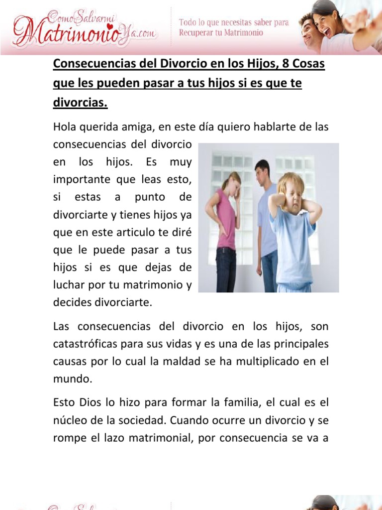 Consecuencias del Divorcio en los Hijos | PDF | Divorcio | Familia
