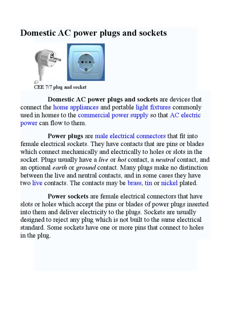 Domestic AC Power Plugs and Sockets | PDF | Ac Power Plugs And Sockets ...