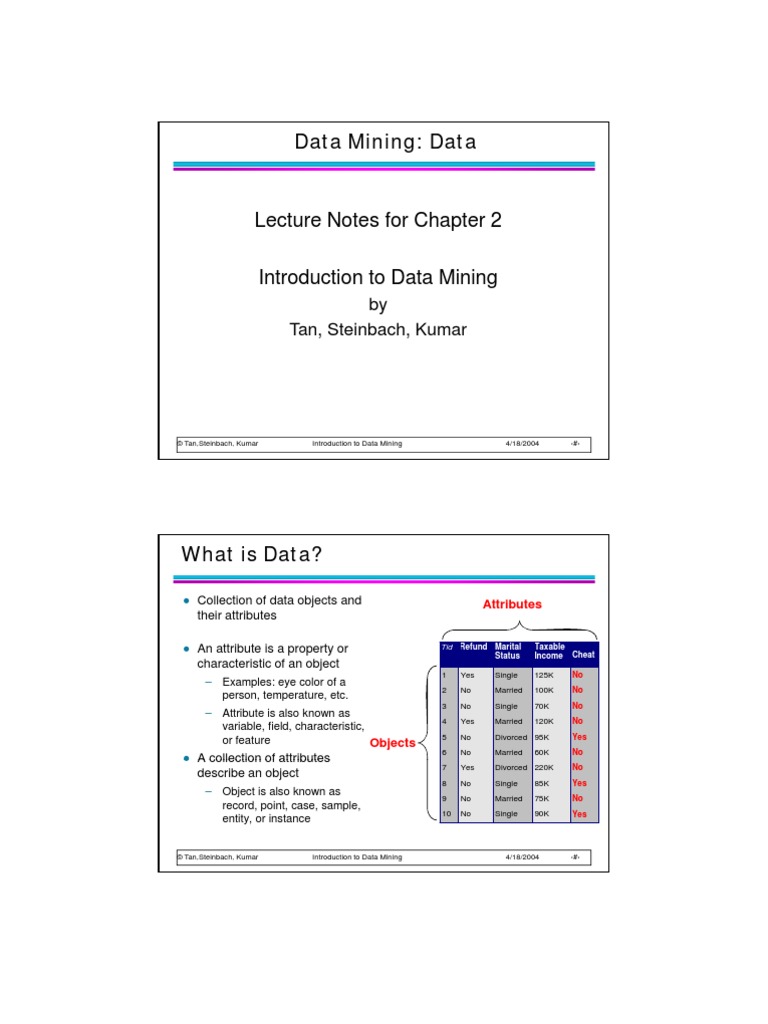 Data Mining: Data: Lecture Notes For Chapter 2 | PDF | Principal ...