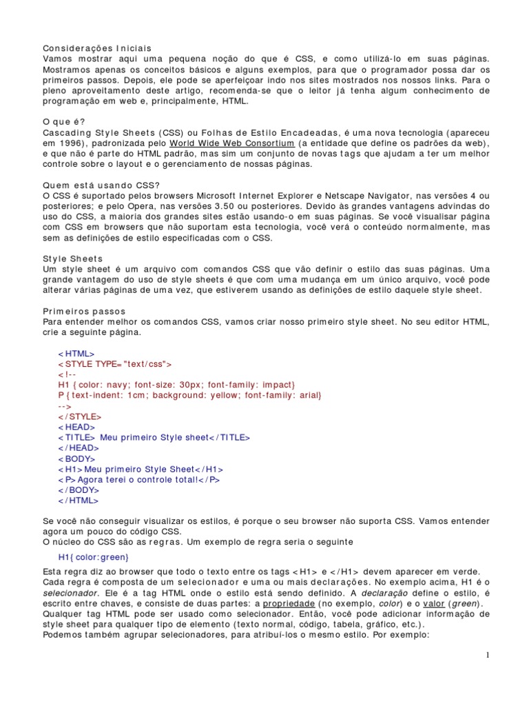 Introdução ao CSS para Iniciantes | PDF