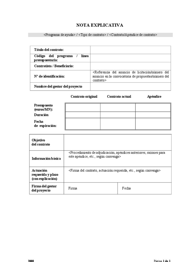 Formato para Nota Explicativa | PDF