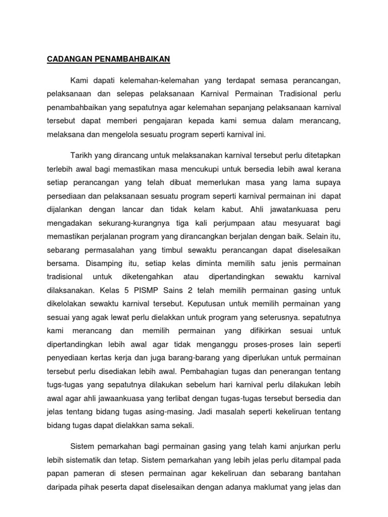 Cadangan Penambahbaikan Pdf