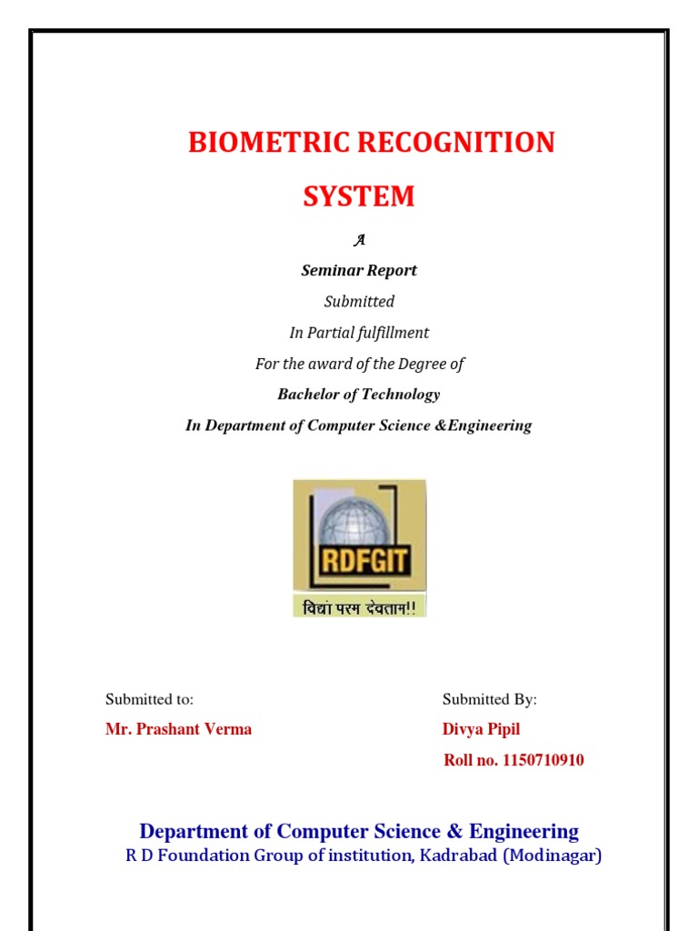 Seminar Report PDF Biometrics Fingerprint