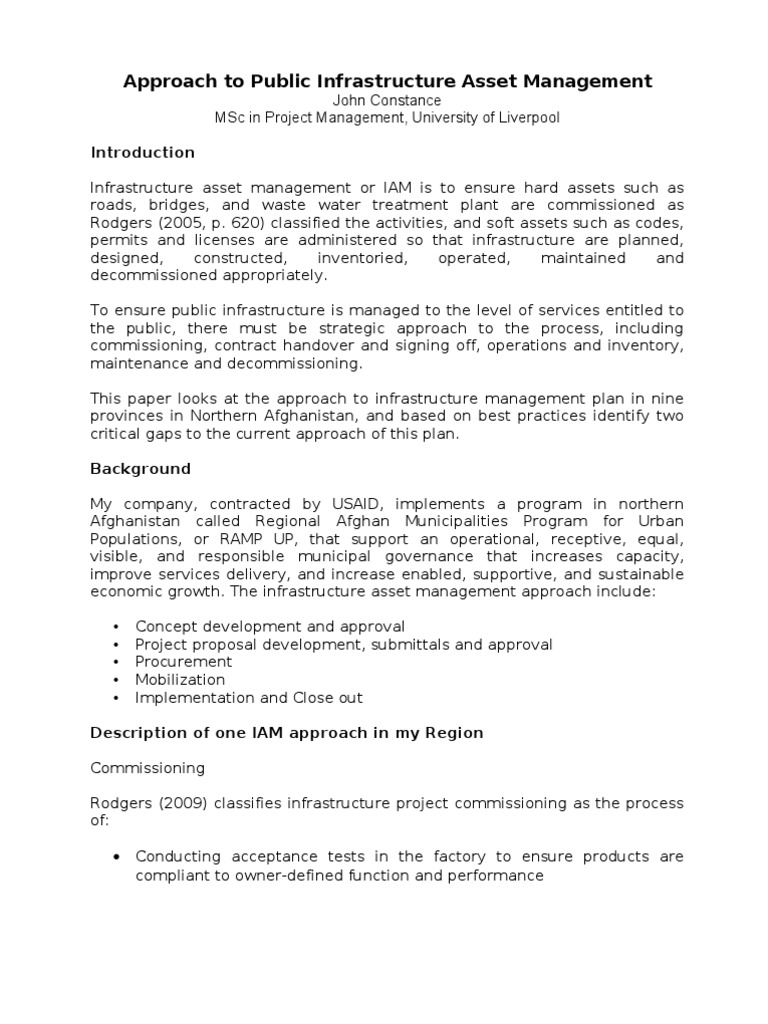 Approach To Public Infrastructure Asset Management | PDF ...
